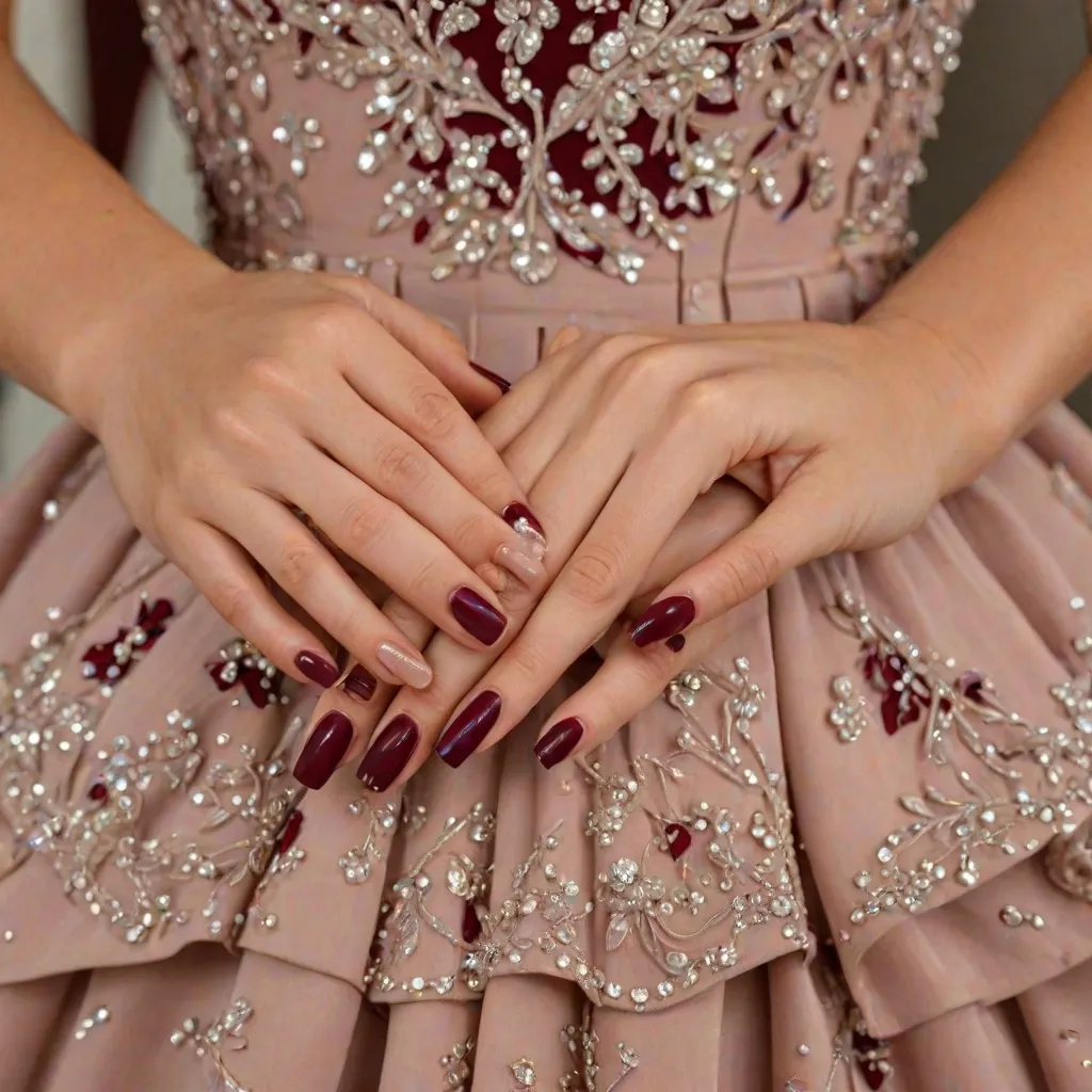Jakie paznokcie do bordowej sukienki?